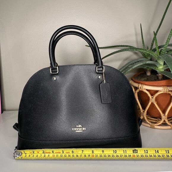 Coach Sierra Satchel Black Crossgrain Leather Dome Bag Gold Hardware Top Handle - Picture 11 of 14